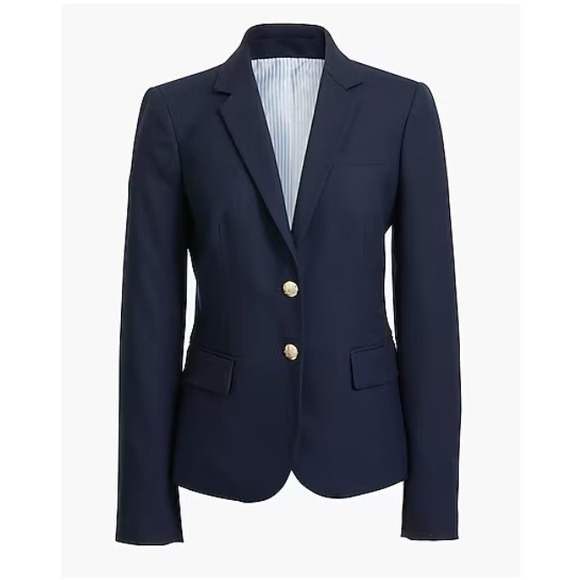 J. Crew Schoolboy Navy Wool Blazer Gold Button School Career Academia Women 8T - Picture 3 of 14